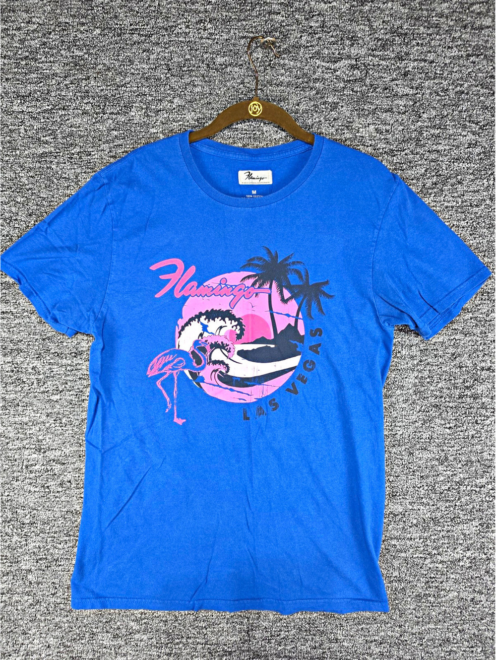 Flamingo Las Vegas Men's Blue Graphic Logo Crew Neck Short Sleeve T-Shirt Size M